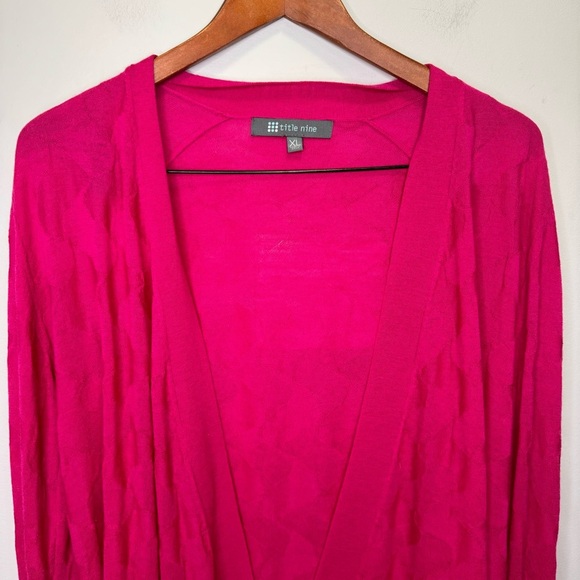 Title Nine Pink Open Front Lightweight Wool Cardigan Sweater Size XL - Picture 3 of 8